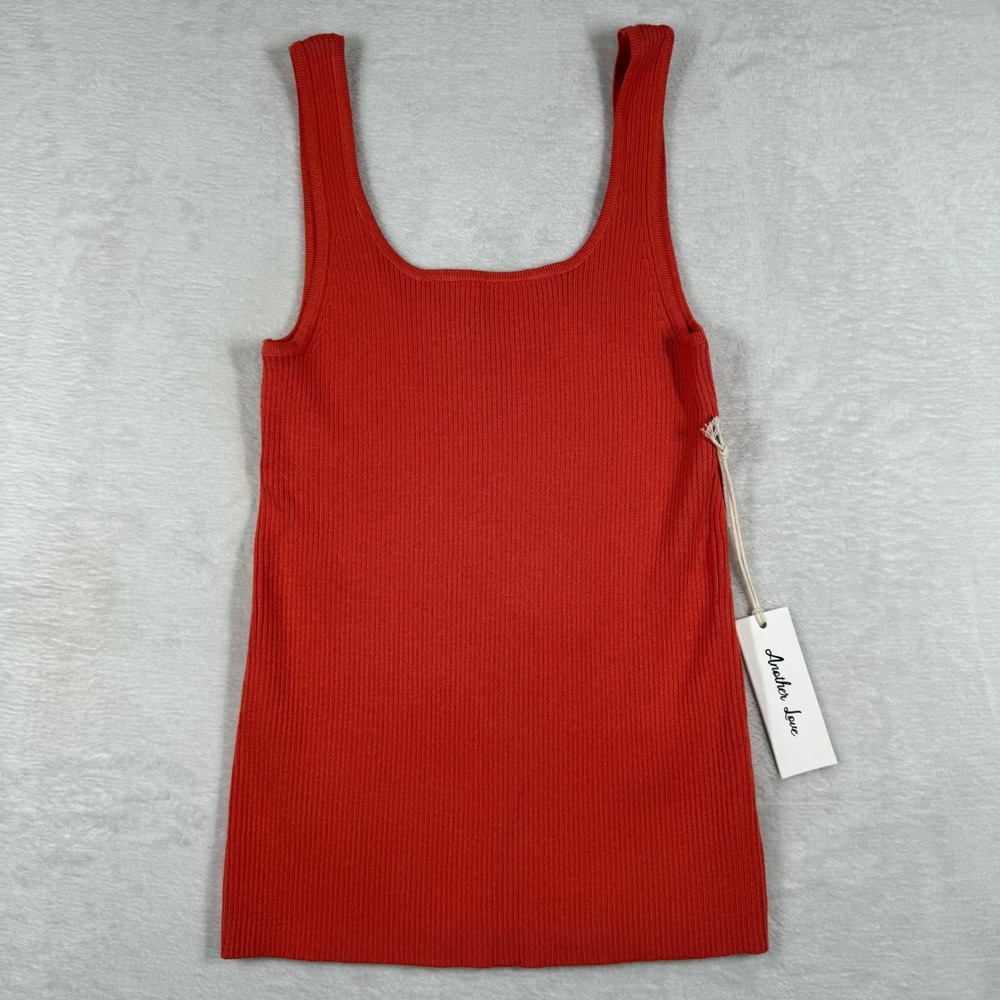 Another‎ Love Sawyer Sleeveless Rib Tank Pimento Red Orange Square Neck XS NEW